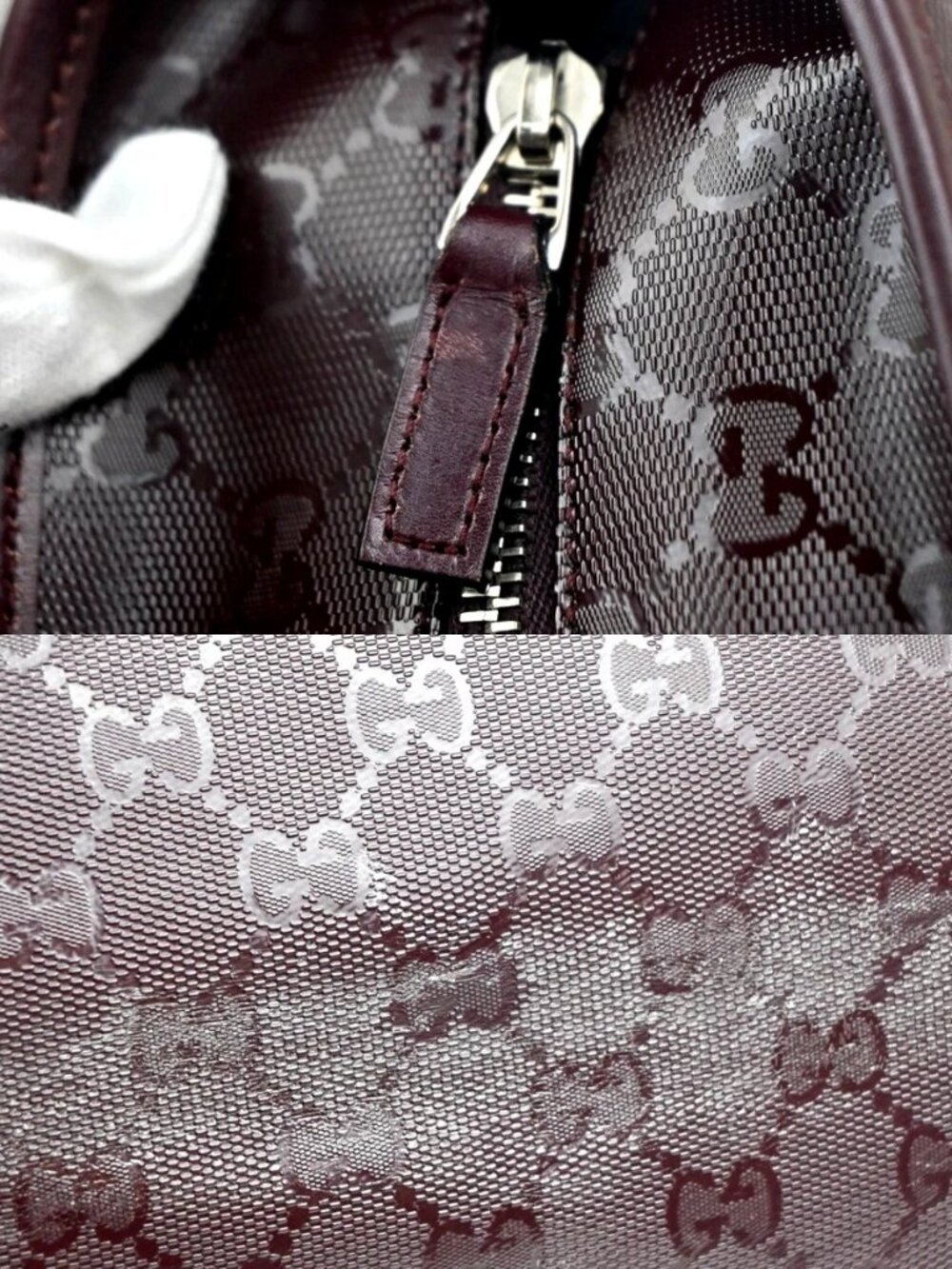 GUCCI Logo GG Pattern Imprime Shoulder Tote Bag PVC Leather Burgundy Red 31MA441 - Picture 9 of 16